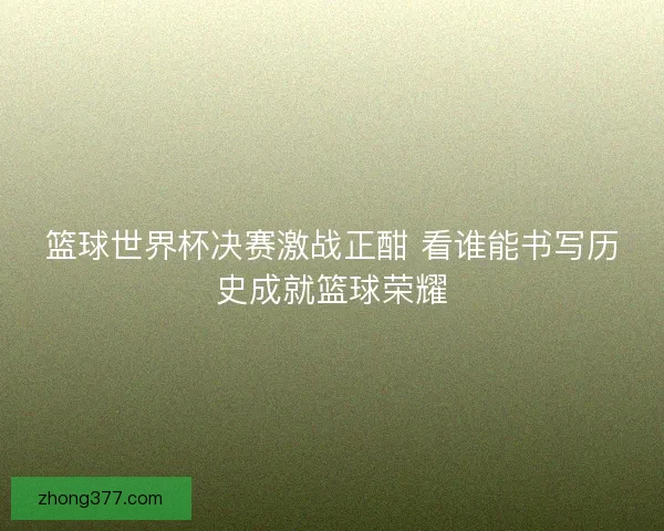 篮球世界杯决赛激战正酣 看谁能书写历史成就篮球荣耀